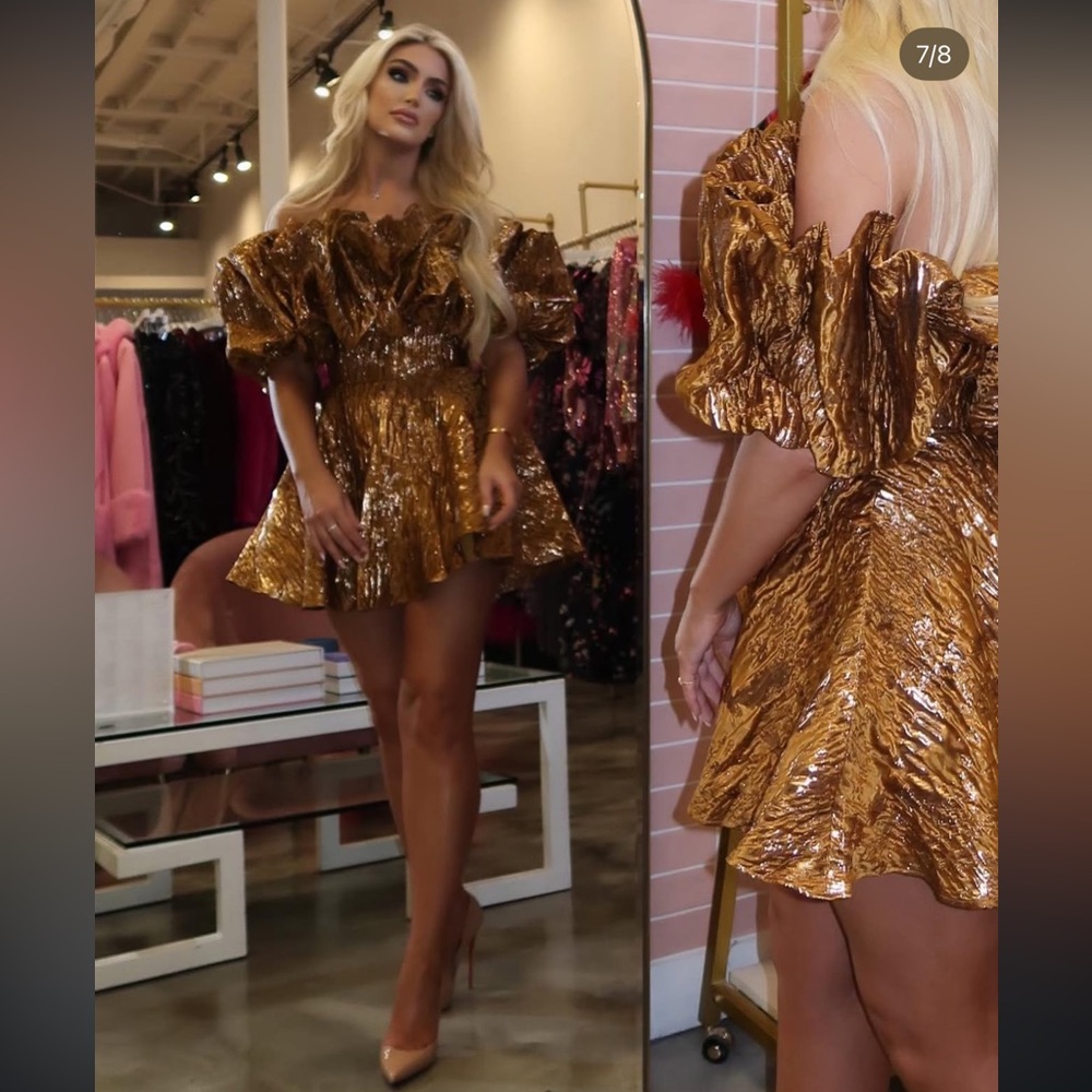 CLOSET CLOSING* Buddy Love Caroline Exaggerated Ruffle Dress in Bronze